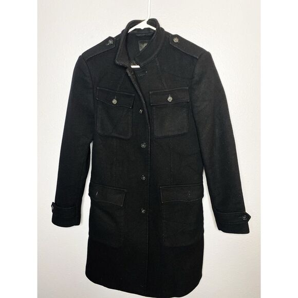 Banana Republic Black Peacoat Topcoat Pea Coat Size Small - Picture 1 of 14